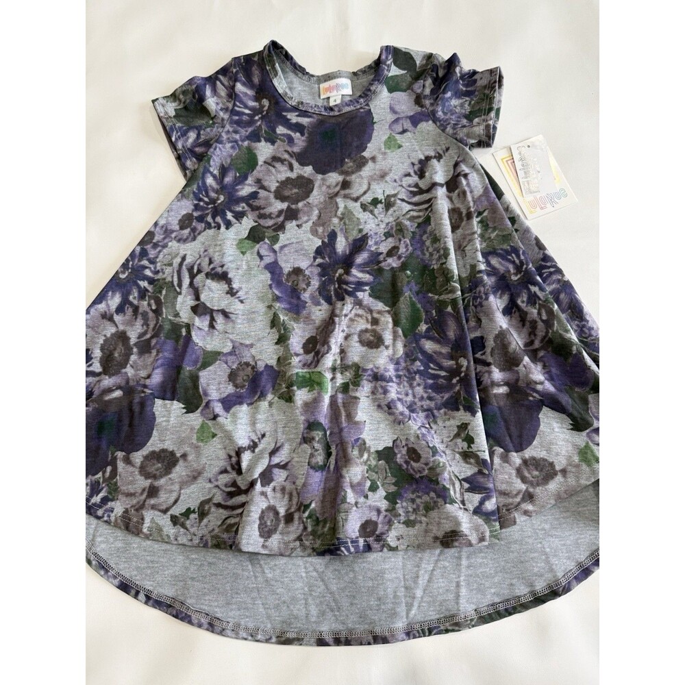 NWT LuLaRoe Kids' Size 4 SCARLETT Play Dress Purple Floral Kids Carly